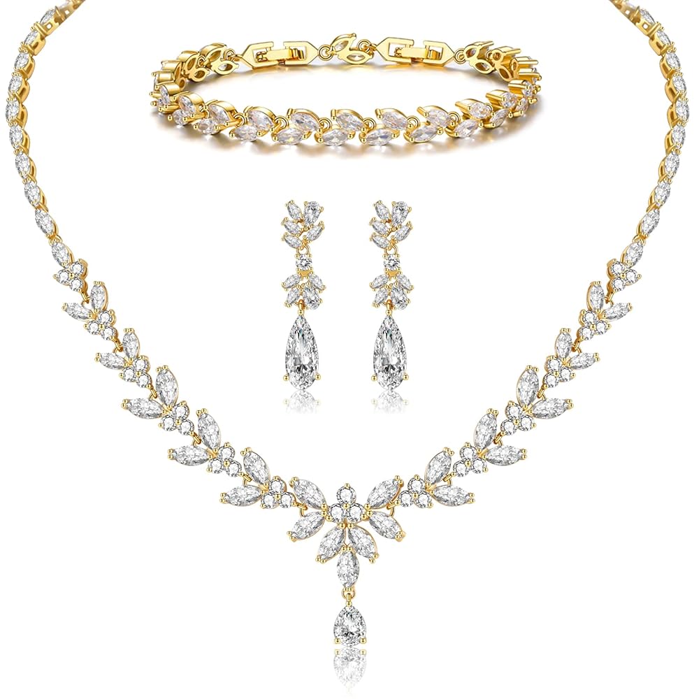 アクセサリー K18 Wg Necklace and Earrings set Amazon.com: IDASANY Jewelry Set for Women, Cubic Zirconia